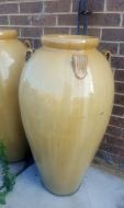 Economy Glazed Squat Temple Jar 500 x 1050 H mm - Sand (Cream Caramel)