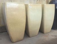 Glazed Tall Milan Planter 410 x 860 H mm - Sand (Beige/Cream) 