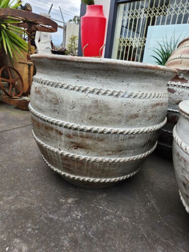 Tall Village Planter - Antique  White Glaze - 3 Size