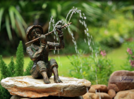 Small Bronze Fountain - Johnny & Flute